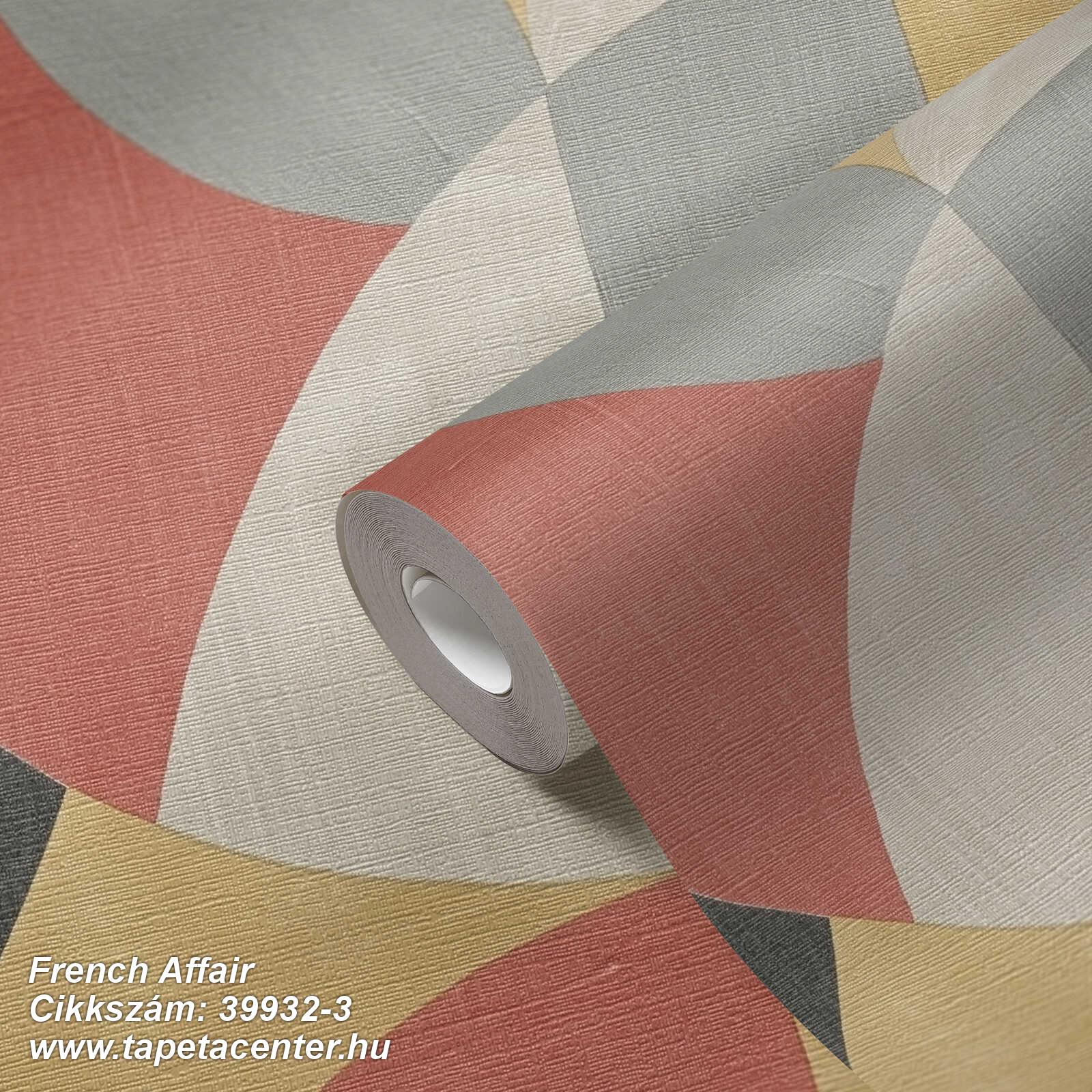 Absztrakt,geometriai mintás,bézs-drapp,piros-bordó,sárga,szürke,súrolható,vlies tapéta 